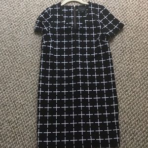 Black and white print dress, zipper back
